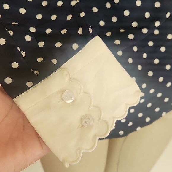 Tory Burch Blue Peter Pan Collar Buttoned Silk Blouse. As Seen On Princess Kate - Picture 7 of 10